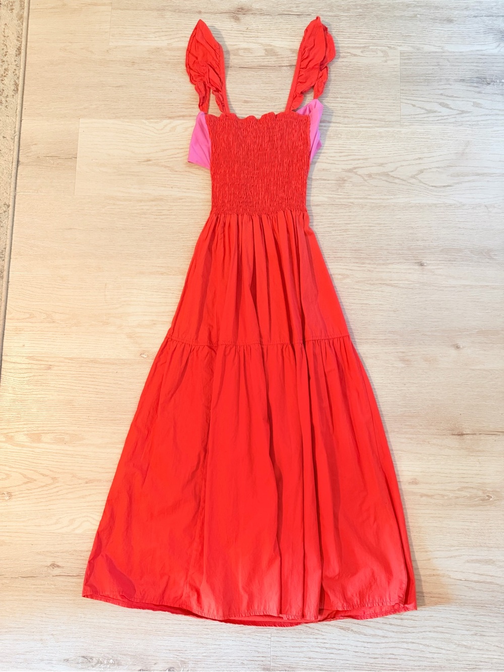 Topshop Red Maxi Dress with Pink Accent Straps